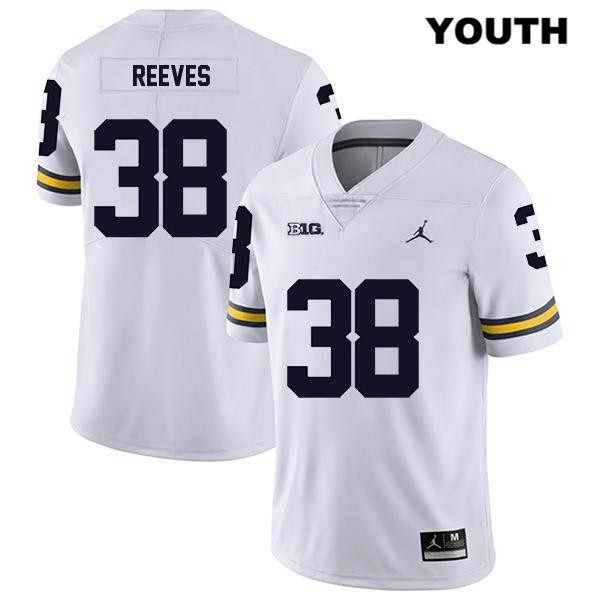 Youth NCAA Michigan Wolverines Geoffrey Reeves #38 White Jordan Brand Authentic Stitched Legend Football College Jersey ZA25L74QT